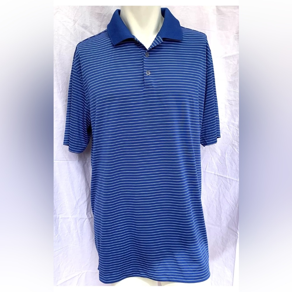 NIKE Mens Shirt Size XL Polo Golf DRI-FIT Royal Blue White Stripes 585748-491